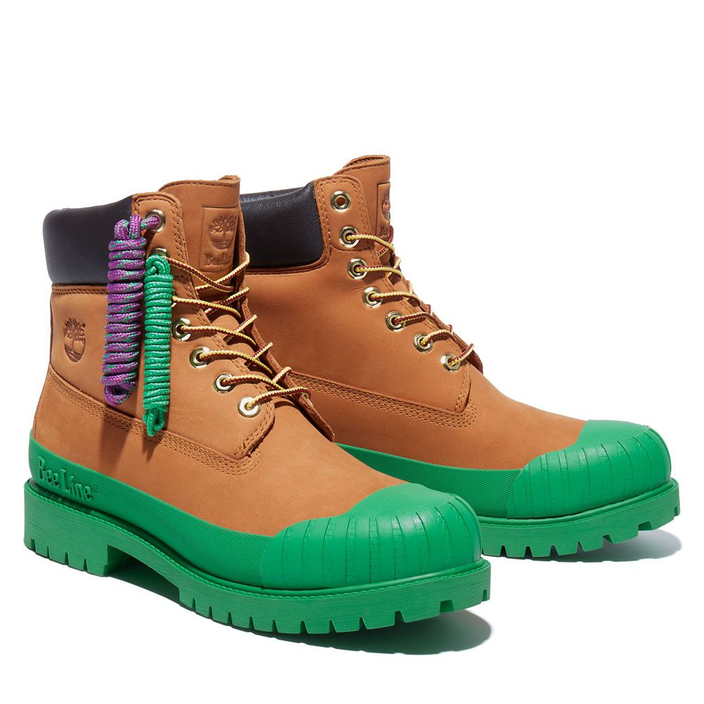 Timberland 6-Inch Μποτακια Ανδρικα Καφε/Πρασινο - Bee Line X Waterproof Rubber Toe - Greece 4081792-